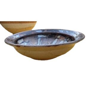 Vintage Handcrafted Studio Pottery Bowl‎ Round Decorative Stoneware Serving Dish